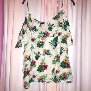 Floral cold shoulder tank